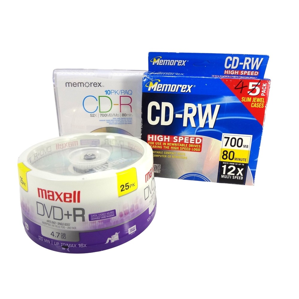 Lot of 39 unopened DVDs-25 Maxell 4.7 Gb, 10 Memorex‎ 700 mb, 4 Memorex 700 mb